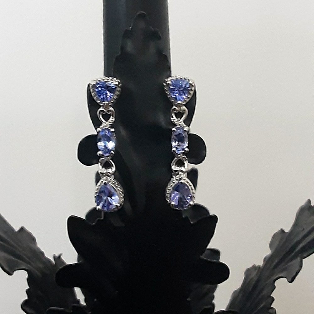 TANZANITE FACETED LONG EARRINGS